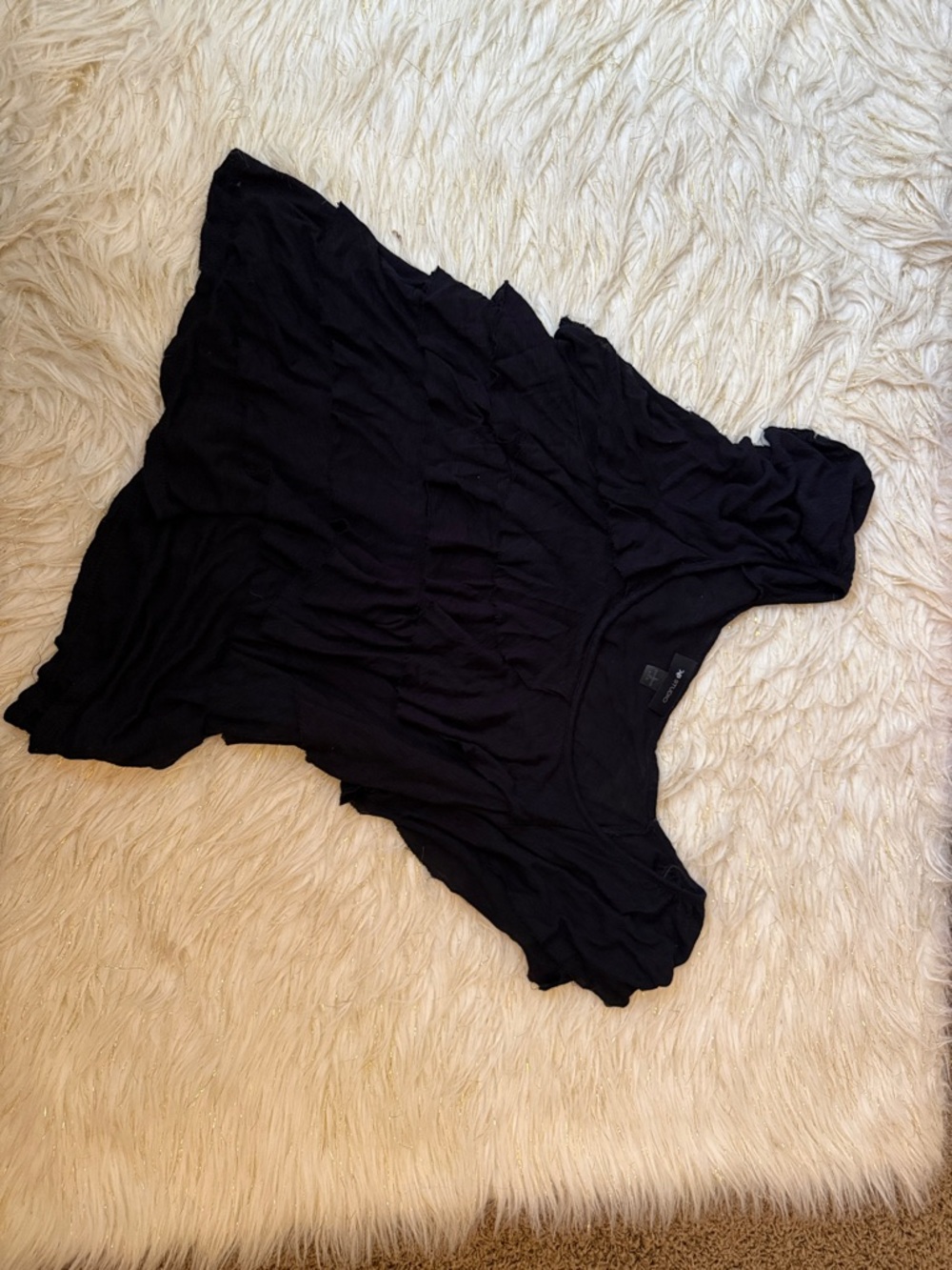AB Studio Black Ruffle Sleeve Women's Top